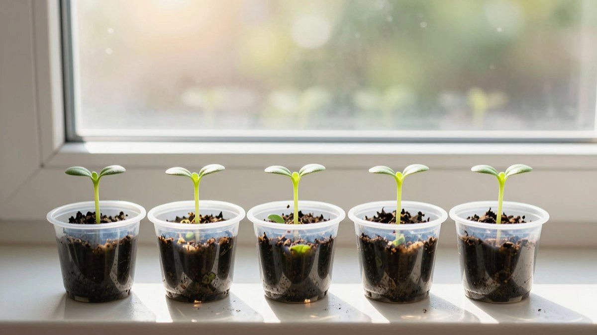 Главная картинка новости: Сравнила рассаду томатов в стаканах 200 и 500 мл: результат удивил — маленький объем победил