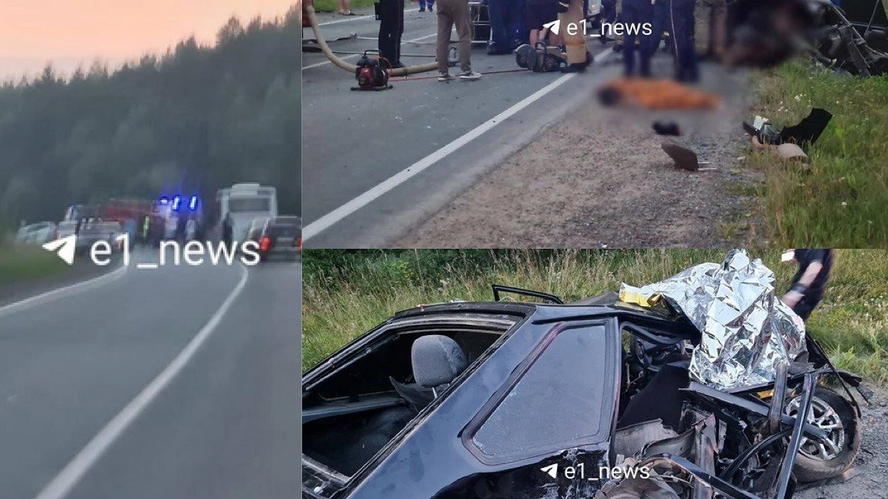 Главная картинка новости: На уральской трассе произошло лобовое столкновение легковушек. Погибли два человека а, трое в больнице