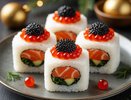 Домашние роллы с шапочкой из красной и чёрной икры - изысканная закуска на Новый год
