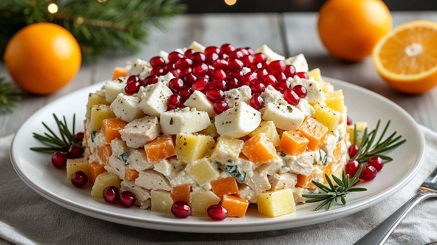 Главная картинка новости: Приготовьте к Новому году салат «Гранатовая радость»: Огненной Лошади он точно понравится