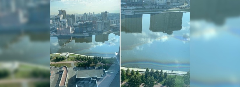 На Городском пруду у Макаровского моста расползлось огромное масляное пятно