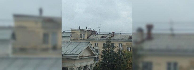 В центре Екатеринбурга по крыше жилого дома гуляют подростки