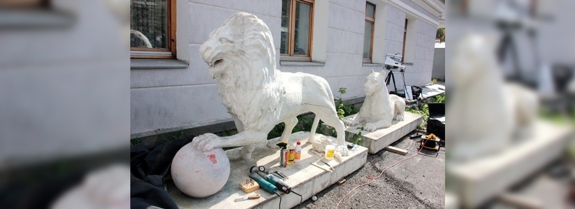"Будут как новые!": каменных львов вернут на постаменты у Оперного к концу сентября