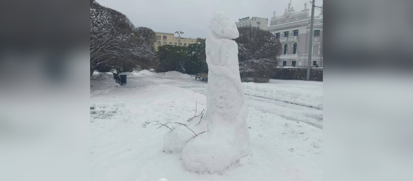 «Люди стали стягиваться, фоткаются»: огромный снежный чл*н слепили в центре Екатеринбурга