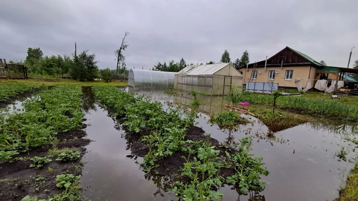В Кушве, пострадавшей от смерча, подтопило дома из-за засорения русла реки