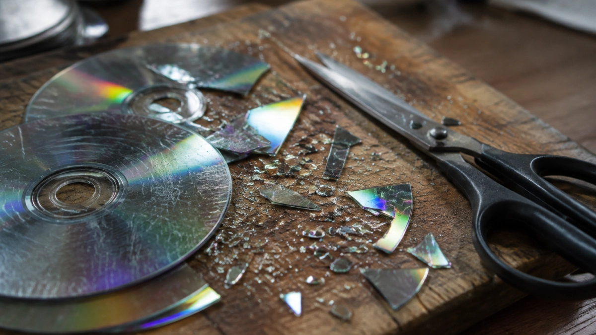 Скупаю все CD-диски, хотя плеера нет: делаю на даче красивые украшения из блестящего пластика